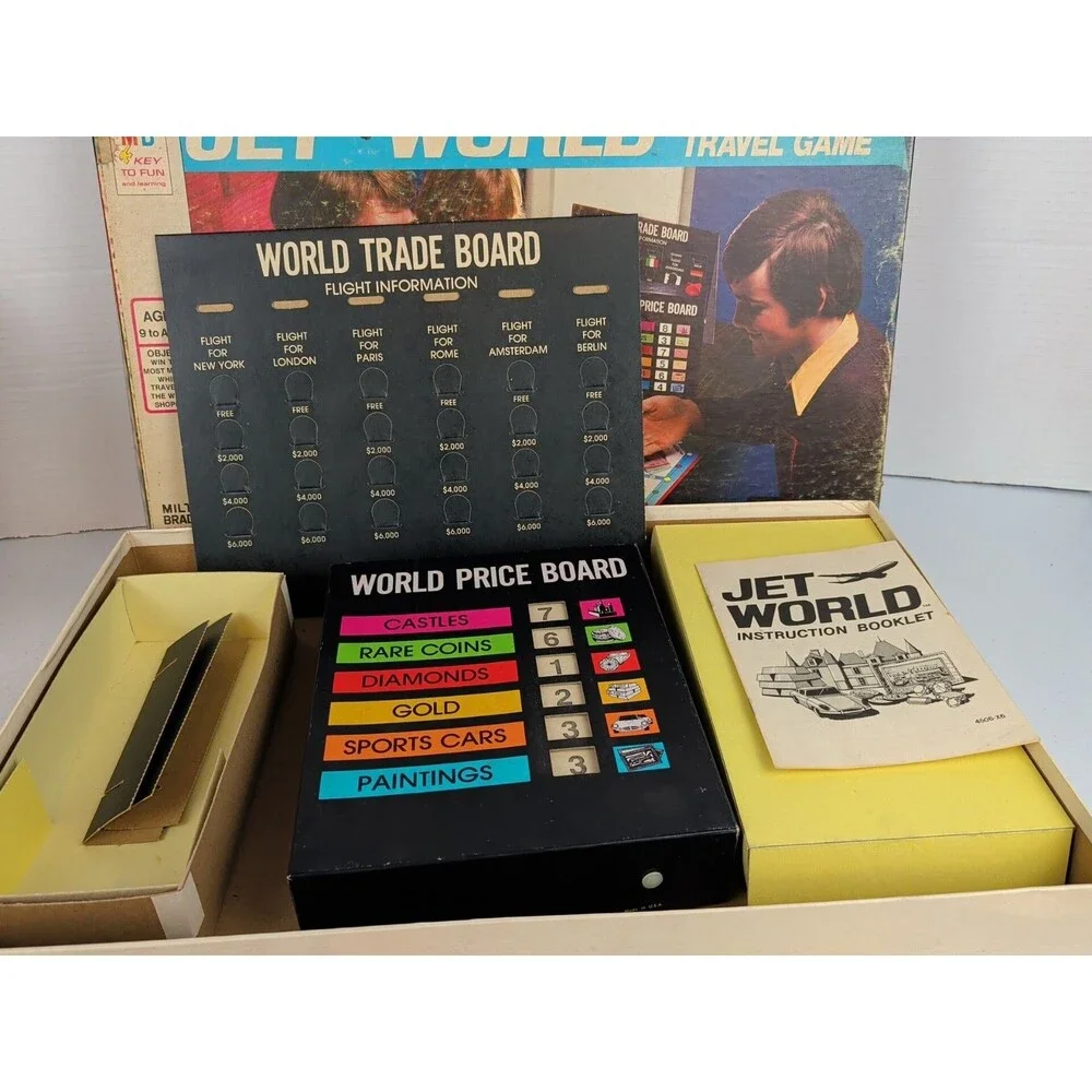 Vintage 1975 Milton Bradley Jet World Board Game Trade and Travel Game COMPLETE
